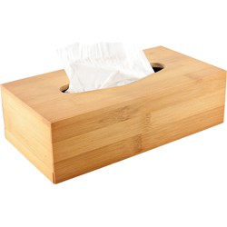 Tissuedoos/tissuebox - naturel - rechthoekig - bamboe hout - 25 x 13 x 8 cm - Tissuehouders