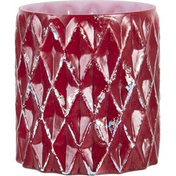 Clayre & Eef Theelichthouder  Ø 10x11 cm Rood Glas Rond Waxinelichthouder