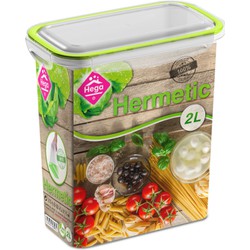 5x Voedsel plastic bewaarbakje 2 liter transparant/groen - Vershoudbakjes