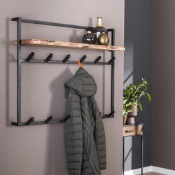 Hoyz - Kapstok Air Solid - 12 Haken - Hoedenplank - Massief Acaciahout - 100x30x80