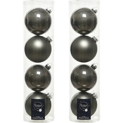 8x stuks glazen kerstballen antraciet (warm grey) 10 cm mat/glans - Kerstbal