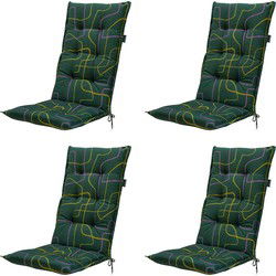 Madison -  Tuinstoelkussen Hoge Rug Joah green - Ca. 123x50 cm - Set van 4