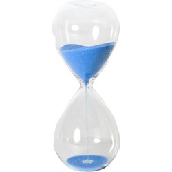 Zandloper cilinder Timer - decoratie of tijdsmeting - 10 minuten blauw zand - H16 cm - glas - Zandlopers