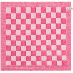 Knit Factory Keukendoek Block - Ecru/Fuchsia - 50x50 cm