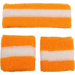 Orange85 Zweetbandjes - Hoofdband en Pols - Sport - Tennis - Oranje / Wit - Holland