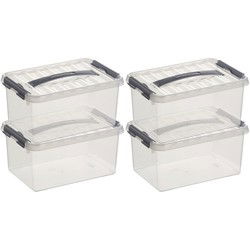 Sunware opbergbox - 4x - transparant - 6L - 30 x 20 x 14 cm - Opbergbox