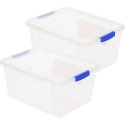 Plasticforte Opslagbakken met deksel - 4x - 16L - 40 x 30 x 21 cm - Opbergbox