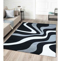 Kristal Modern Zwart vloerkleed - 160 X 230 CM