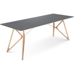 Tink table houten eettafel whitewash - met linoleum tafelblad nero - 220 x 90 cm