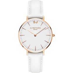 LW Collection SJ WATCHES Rome horloge dames wit en rose goud 36mm