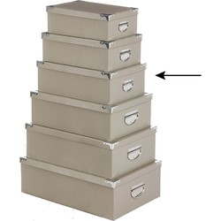 5Five Opbergdoos/box - beige - L36 x B24.5 x H12.5 cm - Stevig karton - Crocobox - Opbergbox