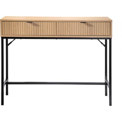 Console 2 Laden - Voorkant Met Geribbeld Houten Effect - Industriële Stijl - L100 x H80 cm