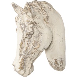 Clayre & Eef Wanddecoratie Paard 32x16x45 cm Wit Kunststof Muurdecoratie