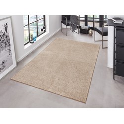 Laagpolig Velours Vloerkleed - Designer Pure - Taupe / Creme - 200x300 cm