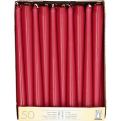 Conpax Candles Dinerkaarsen - 50x stuks - kersenrood - 25 cm - Dinerkaarsen