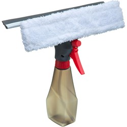 Decopatent® PRO Dubbelzijdige Raamwisser - Raamtrekker met Spray functie - Voor glazen ramen of Douche - Ramen wassen en Zemen