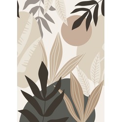 ESTAhome fotobehang tropische bladeren beige en grijs - 200 x 279 cm - 159251