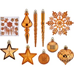 Krist+ kerstboom hangers - 32x - oranje - plastic - Kersthangers