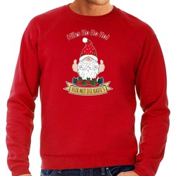 Bellatio Decorations foute kersttrui/sweater heren - Kado Gnoom - rood - Kerst kabouter S - kerst truien