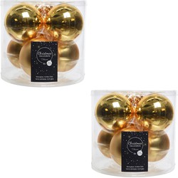 Kerstboomversiering gouden kerstballen van glas 8 cm 12x stuks - Kerstbal