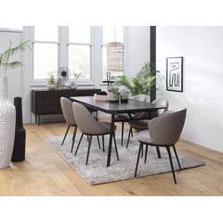 Eetkamerstoel Kunstleer - Taupe - Zithoogte 49cm - Stoel Gain