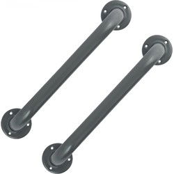 MSV Badkamer/douche wand/muur handgreep - 2x - rvs metaal - grijs - 30 cm - Badkameraccessoireset