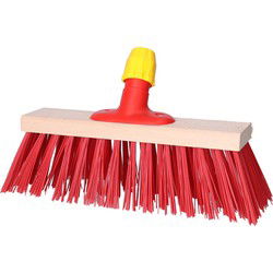 Buemag Bezemkop - Elaston - rood - hout - hard - 30 cm - 24mm - straatbezem/buitenbezem - Bezem