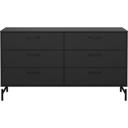 Dubbele ladekast met 6 lades matzwart met metalen onderstel B138,7 cm  BORA