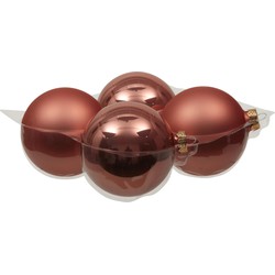 Othmar Decorations Grote kerstballen - 4x st - koraal roze - 10 cm - glas - Kerstbal
