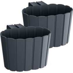 Prosperplast Muur plantenpot hangend - 2x - 29 x 21 x 13 cm - grijs - Plantenbakken
