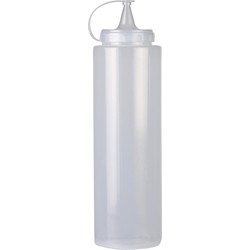 Urban Living Doseerfles/sausfles - kunststof - met schenktuit - 1000 ml - 28 cm - Maatbekers