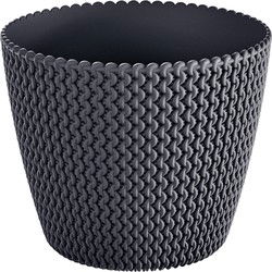 Prosperplast Plantenpot Splofy - antraciet - kunststof - D16 x H13 cm - Plantenpotten