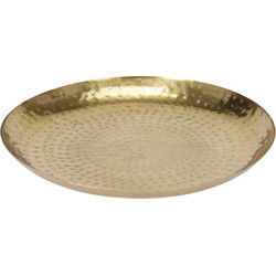 Home & Styling Dienblad/serveer plateau - D29 cm - metaal - goud - Dienbladen