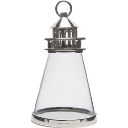 Riviera Maison lantaarn, Windlicht - RM Lighthouse Lantern - Zilver - Aluminium, Glas, MDF