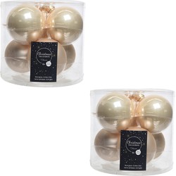 Kerstboomversiering licht parel/champagne kerstballen van glas 8 cm 18x stuks - Kerstbal