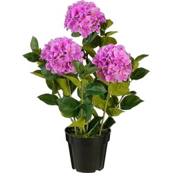 Mica Decorations Kunstbloem Hydrangea - 40x40x65 cm - Polyester - Roze