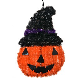 Clayre & Eef Halloween decoratie Pompoen 22 cm Oranje Kunststof Wanddecoratie