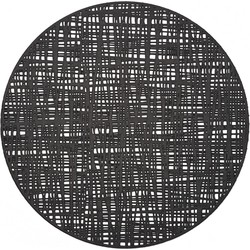 6x Ronde onderleggers/placemats voor borden zwart 38 cm - Placemats