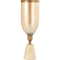 PTMD Windlicht Tadh - 13x13x40 cm - Glas - Messing