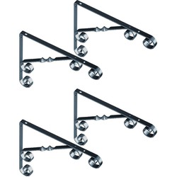 4x Metalen plankendragers Jutta zwart 23 x 18 cm - Plankdragers