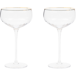 Riviera Maison Champagneglas, Bewerktglas, Cava wijnglas - Les Saisies, Gouden rand 300 ml - set van 2 stuks