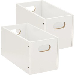 Set van 2x stuks opbergmand/kastmand 7 liter wit van hout 31 x 15 x 15 cm - Opbergmanden