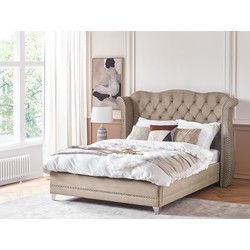 AYETTE  - Tweepersoonsbed - Taupe - 160 x 200 cm - Fluweel