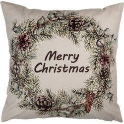 Clayre & Eef Kussenhoes 45x45 cm Beige Polyester Kerst