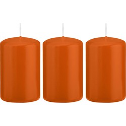 3x Kaarsen oranje 5 x 8 cm 18 branduren sfeerkaarsen - Stompkaarsen