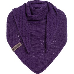 Knit Factory Sally Gebreide Omslagdoek - Driehoek Sjaal Dames - Purple - 220x85 cm - Grof gebreid