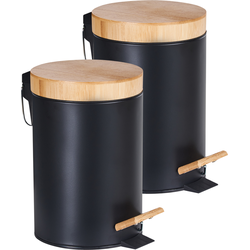 ECOSMART - Set van 2 pedaalemmers - Zwart - 3l - IJzer