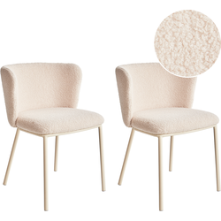 Beliani MINA II - Eetkamerstoel-Beige-Bouclé