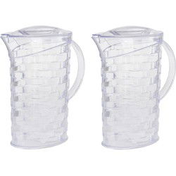 3x stuks schenkkannen/waterkannen transparant kunststof 2 liter 24 cm - Schenkkannen