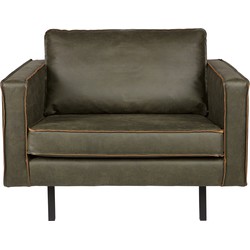 BePureHome Rodeo Fauteuil - Recycle Leer - Army - 85x105x86